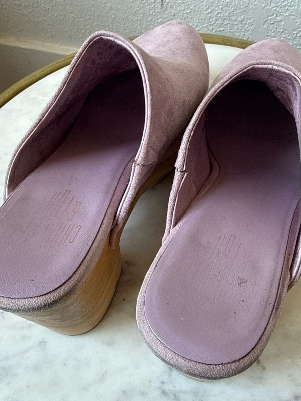 Charlotte Stone Lavender Suede Clog Mules - Picture 7 of 7